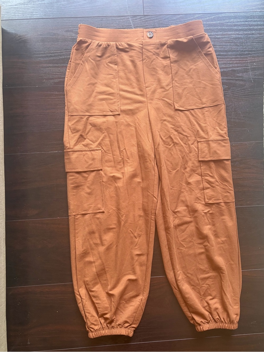 bobeau women’s rust elastic waist cargo jogger pants